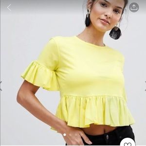 Bright Yellow ASOS Ruffle Top